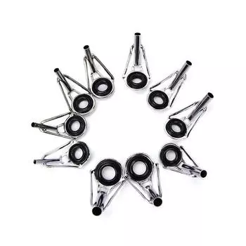 80 10-размерный стальной комплект для ремонта верхнего кольца удилища с ушком черного цвета чёрный