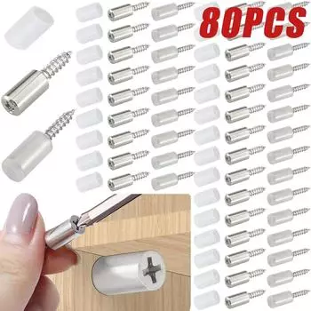80/10 шт. винты для кронштейна для полки, колышки для поддержки ламината, саморез с нескользящей втулкой, держатель для стекла в шкафу, гвоздь для перегородки