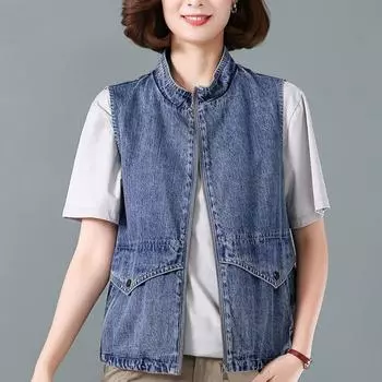 80-200 Джинсовый жилет Catty для женской повседневной майки, модный большой размер, свободный пояс, короткий стиль, тренд женского жилета XXXXXL