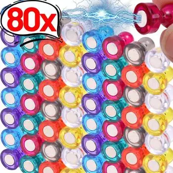 80/8 шт. Сильный магнит Мини-кнопка Прозрачные магнитные крючки Красочные наклейки для дома Наклейки на холодильник Офисная доска Присоска Кнопки