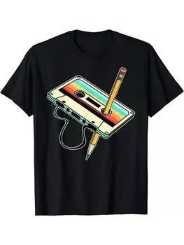 80-е кассета карандаш 3D печатная мужская футболка 1980-е ретро музыкальная футболка мужская одежда винтажная футболка Camisetas S