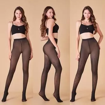 80 г Тонкие хлопковые полупрозрачные колготки Прозрачный эффект Плотные тисненые леггинсы колготки Женские облегающие леггинсы для ягодиц верхняя одежда 80g (No plush)