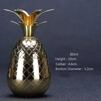 80 мл 304 нержавеющая сталь ананас бокал для коктейля ресторан отель персонализированная посуда посуда для напитков мини-чашка для коктейля Ananas Bronze Pineapple 80ml