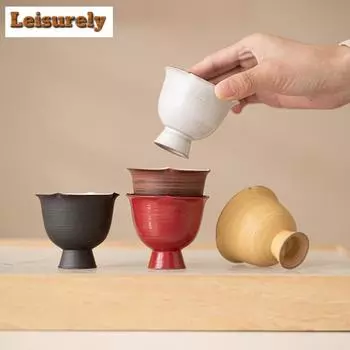 80 мл эксклюзивная керамическая чашка для чая с порошком Yin Fen, лепестковая чашка с высокой ножкой, персональная чашка для мастеров, специальный дегустационный чайный набор Te Amug Kung Fu