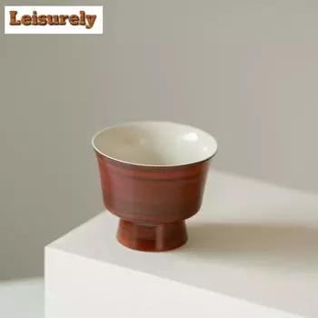 80 мл чашка для чая ручной работы Powder Yin High Foot, японская грубая керамика, мастерская чашка, персональная дегустационная чаша Chazhan, чайный набор Kung Fu
