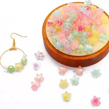 80 шт 11x11.5 мм акриловые разделительные бусины пятиконечная звезда радужного цвета бусины для изготовления ювелирных изделий Multicolor Transparent