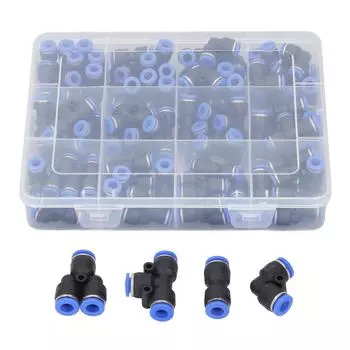 80 шт. 1/4-дюймовый комплект пневматических фитингов, разветвитель, тройник, прямые быстроразъемные воздушные фитинги для ПУ