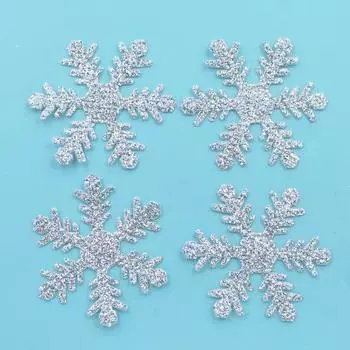 80 шт. 40 мм блестящая серебряная снежинка аппликация для скрапбукинга DIY ремесленные нашивки украшения ремесленные украшения аксессуары серебряный