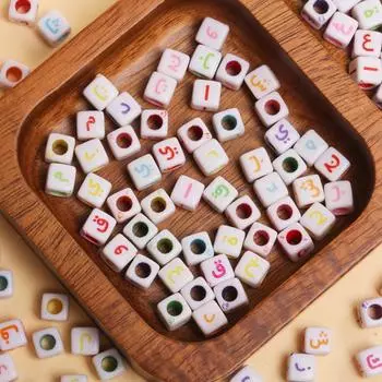 80 шт. 5,5 мм*3,5 мм акриловые принадлежности буквы разделители свободные смешанные квадратные арабские бусины для изготовления ювелирных изделий своими руками браслет ожерелье ручной работы