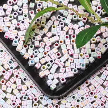 80 шт. 5,5 мм * 3,5 мм, модные квадратные бусины с буквами, арабские бусины, браслет, ожерелье, брелок