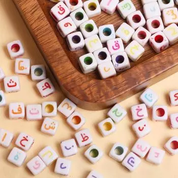 80 шт 5,5 мм*3,5 мм смешанные буквы арабские разделительные бусины акриловые сосновые бусины DIY браслет ожерелье