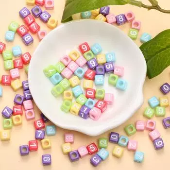 80 шт. 5,5 мм акриловые кубические бусины цифровые бусины большие отверстия квадратные цифровые бусины для изготовления ювелирных изделий своими руками ожерелья и браслеты