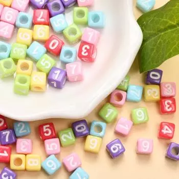 80 шт. 5,5 мм квадратные кубические цветные акриловые бусины с цифрами свободные бусины изготовление ювелирных изделий своими руками брелок браслет модные ручные работы бисерные аксессуары