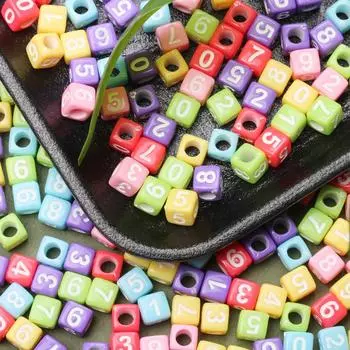 80 шт. 5,5 мм, разноцветные модные квадратные акриловые кубические бусины с номером для изготовления ювелирных изделий, браслет, ожерелье «сделай сам», аксессуары из бисера