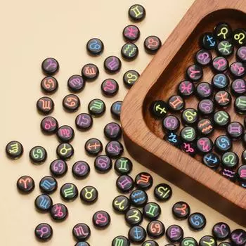 80 шт. 6,5 мм, несколько цветов, двенадцать созвездий, акриловые свободные бусины-разделители, сделай сам, ремесло, браслет ручной работы, ожерелье, подарок на день рождения ручной работы