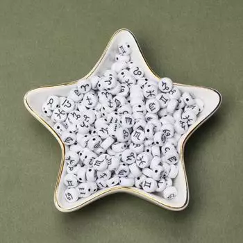 80 шт., 6,5 мм, разноцветные акриловые свободные бусины-разделители «Двенадцать созвездий» для изготовления ювелирных изделий своими руками, подарочные принадлежности, ювелирные аксессуары