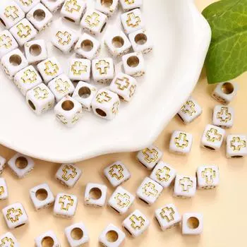 80 шт. 6 мм квадратные свободные бусины с крестообразным узором, акриловый материал для изготовления ювелирных изделий, аксессуары для браслетов «сделай сам»