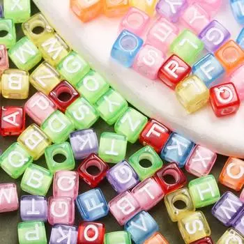 80 шт. 6 мм подвески куб акриловые квадратные буквы свободные бусины для изготовления ювелирных изделий своими руками браслет аксессуары ручной работы материалы