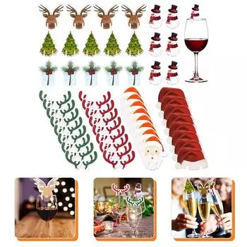 80 шт. Бирки для вечеринок, стеклянные зажимы, подвески, декоративные маркеры для стаканов, деревянные