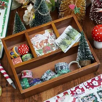 80 шт./компл. Рождественский снеговик с рисунком дерева ПЭТ-ленты, предварительно вырезанные наклейки с праздничными сценами