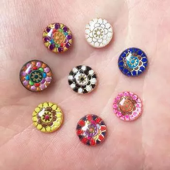 80 шт., круглые разноцветные цветочные аппликации из смолы 10 мм, плоская задняя часть, стразы, сделай сам, свадебный альбом, ремесло 10mm разноцветный