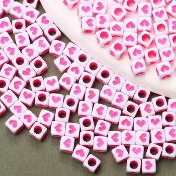 80 шт. квадратных акриловых бусин Love 6 мм для изготовления ювелирных изделий, браслетов, ожерелий, аксессуаров в форме сердца, своими руками