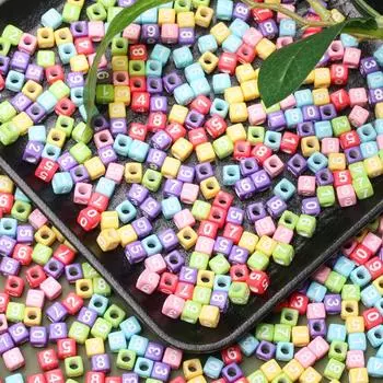 80 шт. квадратных акриловых цифровых бусин 5,5 мм цифровые объемные бусины для изготовления ювелирных изделий своими руками браслет ожерелье серьги брелок