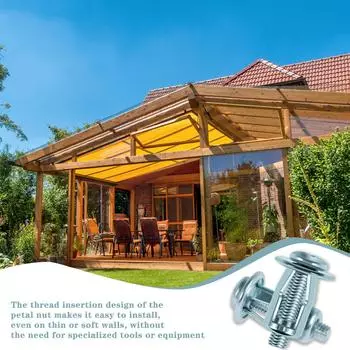 80 шт. лепестковых гаек для расширения винтов из углеродистой стали, комплект гаек для расширения металлических лепестковых гаек, прочное полое настенное крепление серебряный