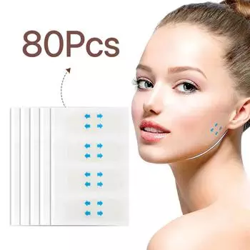 80 шт. невидимых наклеек для подтяжки лица V-образный пластырь для удаления морщин против старения двойной подбородок водостойкая лента для снятия макияжа