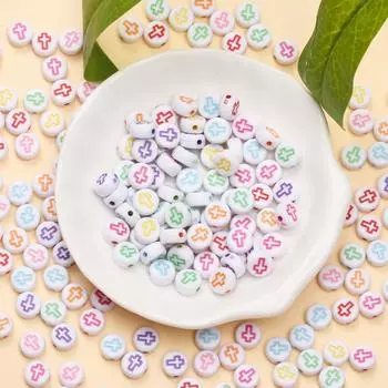 80 шт., плоские круглые бусины с крестообразным узором, свободные бусины-разделители для изготовления ювелирных изделий, цепочка для телефона ручной работы, брелок, ожерелье, браслет, серьги «сделай сам», аксессуары из материала