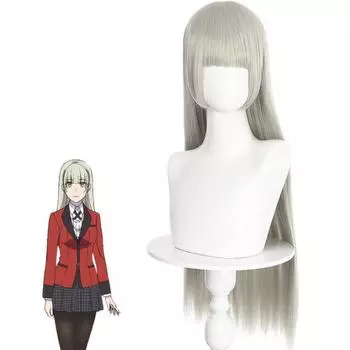 80 см Kakegurui Компульсивный Игрок Момобами Ририка Прямой Парик Косплей Костюм Термостойкие Синтетические Волосы Женщины Косплей Парики One Size серебряный