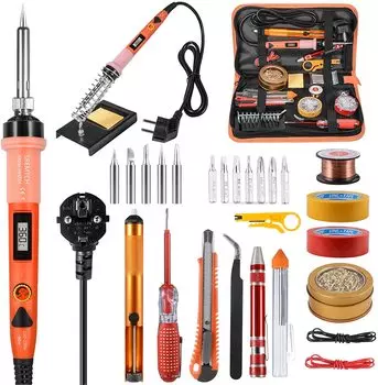 80 Вт комплект паяльника с ЖК-дисплеем, сварочная ручка с регулируемой температурой, инструмент для распайки, насос для пайки, 110 В 220 В 220V - AU Plug