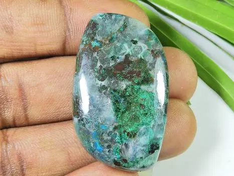 80Cts. Натуральный хризоколла кабошон россыпью драгоценный камень для ювелирных изделий 25X41X08 мм SK-1039