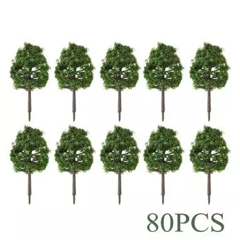 80Pcs 3.5cm HO OO Scale Model Trees Train Railroad Layout Diorama For Wargame Scenery