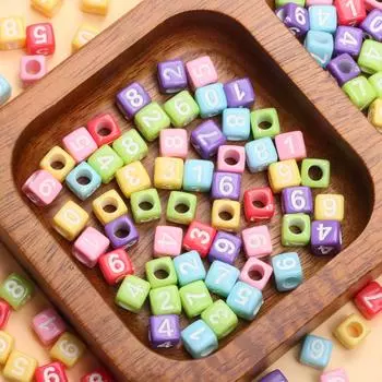 80 шт. 5,5 мм свободные квадратные кубические акриловые бусины красочные модные аксессуары для бисера DIY браслет ожерелье брелок для изготовления ювелирных изделий ручной работы номер