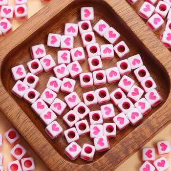 80 шт. 6 мм акриловые бусины в форме сердца квадратной кубической формы для изготовления ювелирных изделий своими руками браслет ожерелье аксессуары ручной работы