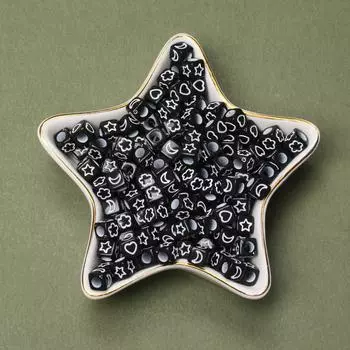 80pcs 6mm Gold Color Square Cube Acrylic Loose Star Moon Flower Heart Beads For Jewelry Making DIY Beaded Materials Jewelry Accessory