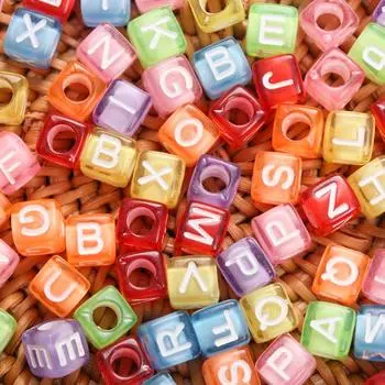80pcs 6mm Square Acrylic Cube Letter Loose Bead for Jewelry Making DIY Bracelet Handmade Materials Charms Accessories