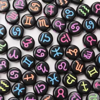 80 шт. 7 мм двенадцать созвездий россыпью акриловые разделительные бусины для браслета своими руками ожерелье подарок на день рождения принадлежности для рукоделия аксессуары