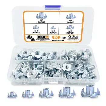 80Pcs Galvanized Four-Claw Nuts, Carbon Steel Four-Point Impact Nuts, Suitable For Wooden Furniture Maintenance