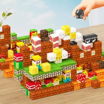 80PCS Super Mario Магнитные блоки STEM Игрушка Строительный набор для мальчиков и девочек в возрасте от 3 лет Сенсорные игрушки для малышей Подарки Конструкторы