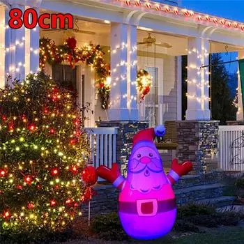 80см Рождественский надувной светящийся стакан Санта-Клауса Рождественские украшения Светодиодные фонари 80cm