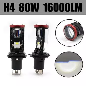 80W 16000LM Plug-in H4 Автомобильные фары Светодиодные мини-объективы для прожектора Автомобили Фара дальнего/ближнего света