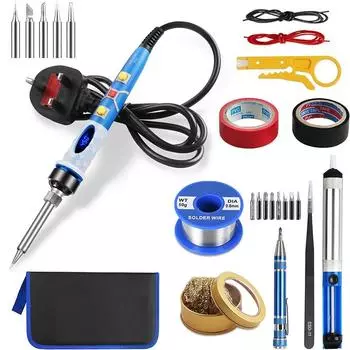 80 Вт цифровой ЖК-паяльник комплект, припой насос для отпайки припоя пинцет подставка 200 - 450 сварочные ремонтные инструменты US Plug