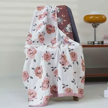 80x160см Цветы Белые Банные полотенца 5-слойная Хлопковая марля Мягкое Банное полотенце Впитывающее Быстросохнущее Полотенце для купания