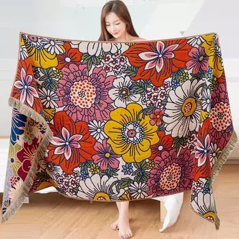 80x160 см Быстросохнущее банное полотенце из чистого хлопка с бахромой и цветочным принтом, впитывающее влагу портативное пляжное полотенце, полотенце-обертка для ванной комнаты для женщин