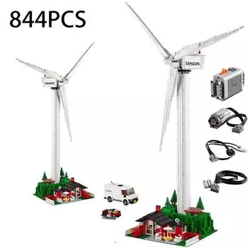 815PCS Creative Vestas Wind Turbine Building Blocks With Electric Motor Set Assemble Bricks Toy With Figures For Boy Kids Gift