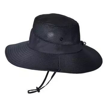 8166 Summer Sun-Proof Bucket Hat Men s Big Brim Hat Women s Outdoor Mountaineering Fishing Sun Hat Breathable Sun Hat Black