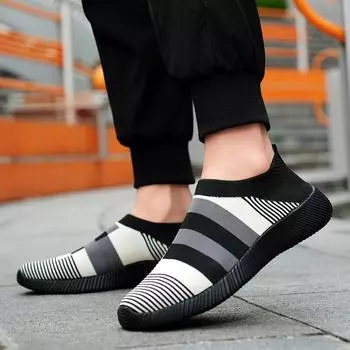 816 Большие размеры Летающие тканые повседневные туфли для пожилых людей Обувь для мам Носки Женская обувь для ног Главная акция 35 чёрный