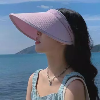 8180 New Simple and Versatile Sun Protection Visor Cap Sun Hat Outdoor Big Brim Spring and Summer Stylish Korean Style Hat Children Purple